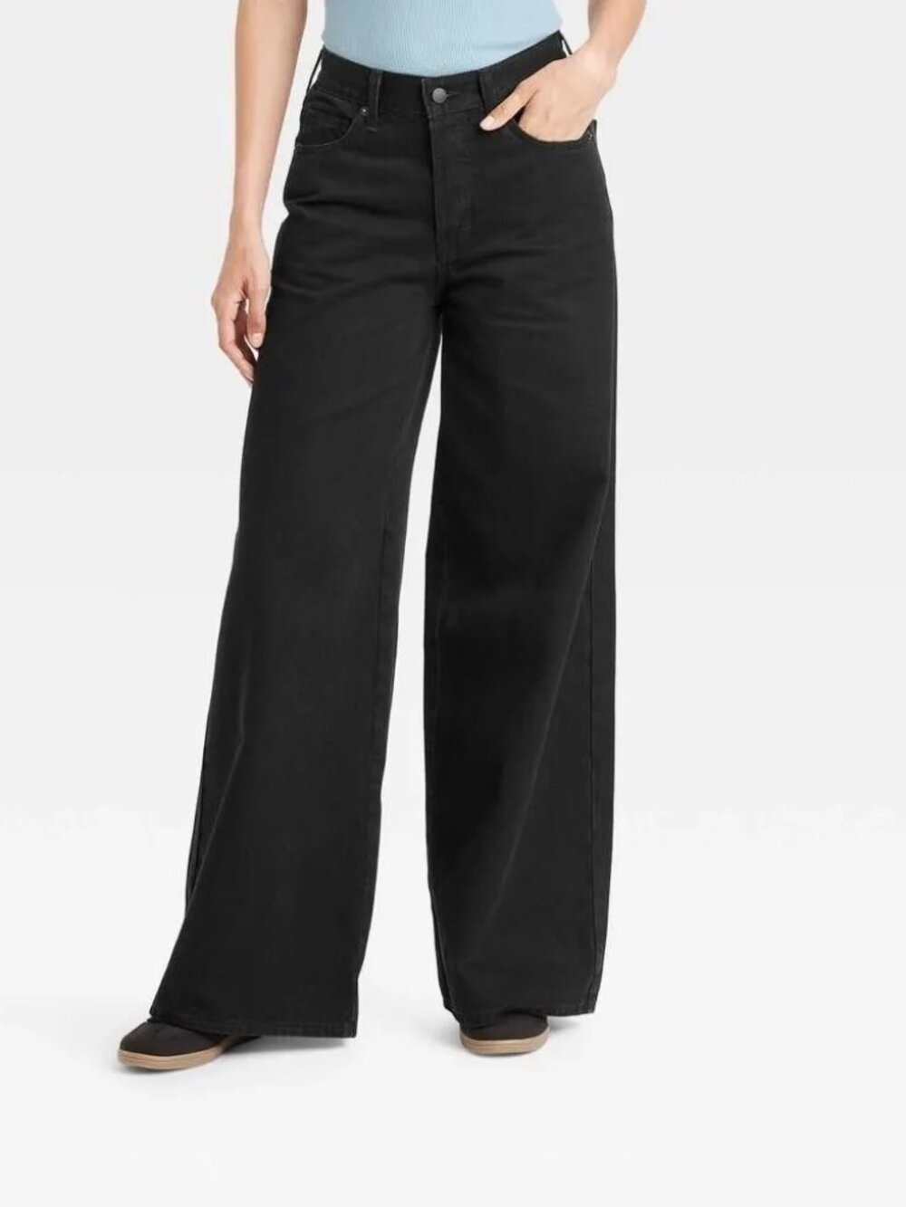 NEW Women's Mid-Rise Super Wide Leg Jeans - Universal Thread™ Black